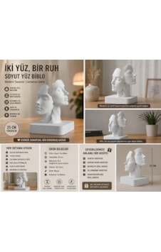 İki Yüz, Bir Ruh Soyut Yüz Biblo 3d Baskı Pla Modern Dekoratif Heykel 25 Cm İki Yüz, Bir Ruh Soyut Yüz Biblo 3d Baskı Pla Modern Dekoratif Heykel 25 Cm