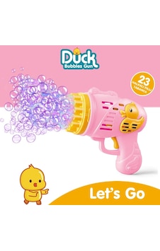 Duck Pilli Köpük Atan Tabanca Oyuncak 23 Delikli Bubble Gun Pembe Duck Pilli Köpük Atan Tabanca Oyuncak 23 Delikli Bubble Gun Pembe