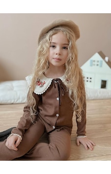 Miniko Kids Kız Çocuk Yaka Dantelli Fitilli Kaşkorse Bayramlık Taytlı Takım Kahverengi Miniko Kids Kız Çocuk Yaka Dantelli Fitilli Kaşkorse Bayramlık Taytlı Takım Kahverengi