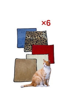 6 Adet Yumuşak Dokulu Peluş Kedi Halısı 40x40 Cm Kulübe İçi Pofuduk Minder