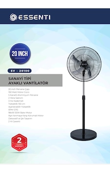 Essenti Ev-20100 Sanayi Tipi Ayaklı Vantilatör Essenti Ev-20100 Sanayi Tipi Ayaklı Vantilatör