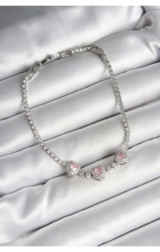 Pirinç Sıralı Pembe Kalp Figürlü Zirkon Taşlı Gümüş Renk Kadın Bileklik - Tj-bb6982 Çok Renkli Pirinç Sıralı Pembe Kalp Figürlü Zirkon Taşlı Gümüş Renk Kadın Bileklik - Tj-bb6982 Çok Renkli