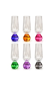 Toygar Asorti Renkli Kristal Top Ayaklı Çizgili Cam Kadeh 180 Cc 6'lı Set Çok Renkli Toygar Asorti Renkli Kristal Top Ayaklı Çizgili Cam Kadeh 180 Cc 6'lı Set Çok Renkli