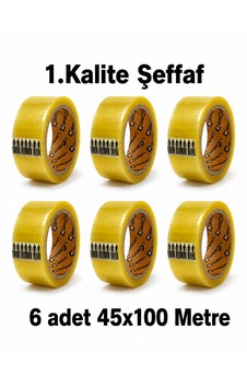 1. Kalite Şeffaf Koli Bandı 45 Mm X 100 M 6 Adet