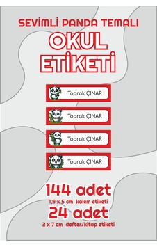 Sevimli Panda Temalı İsimli Okul Etiketi Defter Sticker Seti Sevimli Panda Temalı İsimli Okul Etiketi Defter Sticker Seti