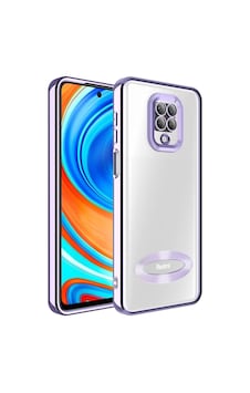 Xiaomi Redmi Note 9 Pro Kılıf Kamera Korumalı Logo Gösteren Zore Omega Kapak Lila
