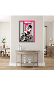 Pembe Telefon Kulübesi Ve Bisikletli Kadın Metal Tablo 91x125 Cm Çok Renkli Pembe Telefon Kulübesi Ve Bisikletli Kadın Metal Tablo 91x125 Cm Çok Renkli