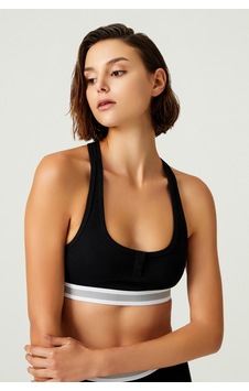 Los Ojos X Melodi Siyah Pamuklu Fitilli Sütyen Henley Bra Siyah Siyah