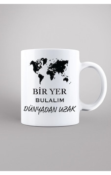 Porselen - Bir Yer Bulalım Dünyadan Uzak Kupa Bardak- Makinede Yıkanabilir Beyaz Porselen - Bir Yer Bulalım Dünyadan Uzak Kupa Bardak- Makinede Yıkanabilir Beyaz