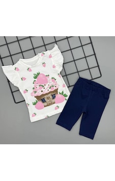 Poppy Trend Kız Bebek Çilek Baskılı Tişört Ve Taytlı Gündelik İkili Takım 6-18 Ay Pudra Poppy Trend Kız Bebek Çilek Baskılı Tişört Ve Taytlı Gündelik İkili Takım 6-18 Ay Pudra