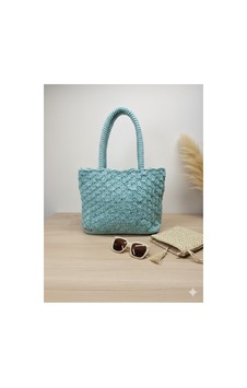 Execanta Omuz Çanta Kağıt İp Örme Su Yeşili 34x25x20 Yeşil Execanta Omuz Çanta Kağıt İp Örme Su Yeşili 34x25x20 Yeşil