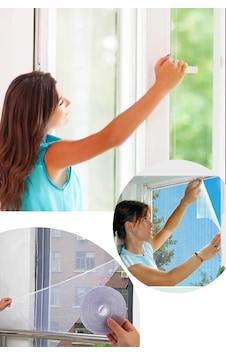 (3 Adet) 130X150 Cm Hazır Pencere Sinekliği Bantlı Tül Sineklik