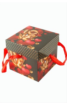 Cosmotex Love Yazılı Simli Kare Hediyelik Kutu 22 Cm 191045 - Kırmızı