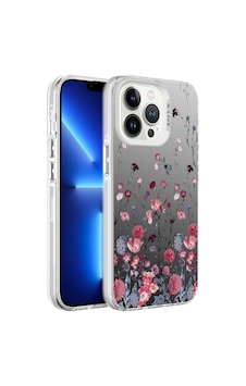 Apple Uyumlu iPhone 13 Pro Kılıf Desenli Zore Silver Sert Kapak-Çiçek Apple Uyumlu iPhone 13 Pro Kılıf Desenli Zore Silver Sert Kapak-Çiçek