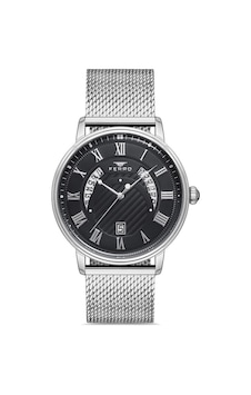 Ferro F11050c-1117-a2 Quartz Hasır Gri Siyah 44 Mm Erkek Kol Saati Gri