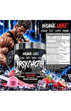 Insane Labz Psychotic Test Boost Preworkout With Dmae Bitartrate Daa Aspartic Acid Creatine Hcl And Insane Labz Psychotic Test Boost Preworkout With Dmae Bitartrate Daa Aspartic Acid Creatine Hcl And