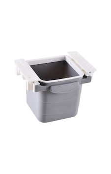 Buffer Mini Masa Çöp Kovası Plastik Tezgah Altı Geri Çekilebilir Gri