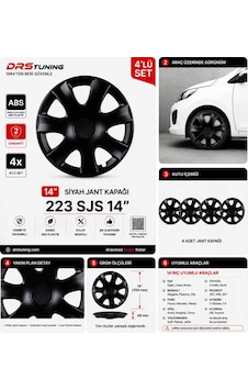Alfa Romeo Uyumlu 14 Inc Kırılmaz Parlak Siyah Jant Kapağı 1 Takım 4 Adet No:223