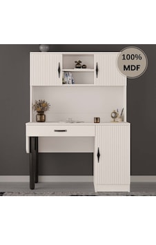 Lale Mdf Kitaplıklı Dolaplı Çalışma Masası Krem Lale Mdf Kitaplıklı Dolaplı Çalışma Masası Krem
