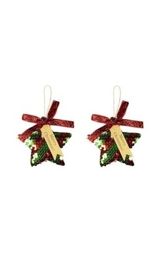Yılbaşı Ağacı Süsü, Yıldız Şeklinde Pullu Dekoratif Asılabilir Süs, Kırmızı Kurdele, 2'li Set, Noel Temal Diğer Yılbaşı Ağacı Süsü, Yıldız Şeklinde Pullu Dekoratif Asılabilir Süs, Kırmızı Kurdele, 2'li Set, Noel Temal Diğer