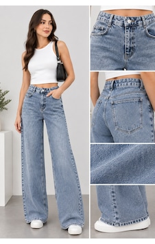 Modanida Kadın Mavi Yüksek Bel Palazzo Baggy Kot Pantolon Wide Leg Bol Paça Jean Kot Pantolon Mavi Mavi Modanida Kadın Mavi Yüksek Bel Palazzo Baggy Kot Pantolon Wide Leg Bol Paça Jean Kot Pantolon Mavi Mavi