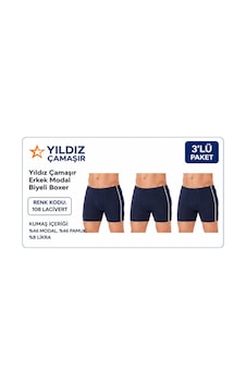 Yıldız Çamaşır Erkek Modal Biyeli Boxer 105-106-107-108-109 - 3 Adet Lacivert Yıldız Çamaşır Erkek Modal Biyeli Boxer 105-106-107-108-109 - 3 Adet Lacivert