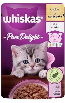 Whiskas Pouch Pure Delight Jöle İçerisinde Tavuklu Yavru Kedi Konservesi 4 x 85 G Whiskas Pouch Pure Delight Jöle İçerisinde Tavuklu Yavru Kedi Konservesi 4 x 85 G
