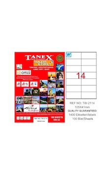 Tanex Laser Etiket 100 Yp 105X41 Laser-Copy-Inkjet Tw-2114 Tanex Laser Etiket 100 Yp 105X41 Laser-Copy-Inkjet Tw-2114