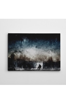 Şehir Adam Ve Yıldızlar Dekoratif Kanvas Tablo 70 X 100 Cm