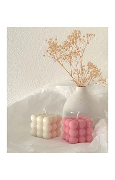 Modern Bubble Küp Mum Beyaz-pembe Dekoratif Mum 2 Adet Beyaz Modern Bubble Küp Mum Beyaz-pembe Dekoratif Mum 2 Adet Beyaz