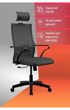 Ergolife Sit Air-180 Ofis Koltuğu Yükseklik Ayarlı, Fileli, Boyun Destekli, Bilgisayar Sandalyesi - 696.61.51.222 Siyah Ergolife Sit Air-180 Ofis Koltuğu Yükseklik Ayarlı, Fileli, Boyun Destekli, Bilgisayar Sandalyesi - 696.61.51.222 Siyah