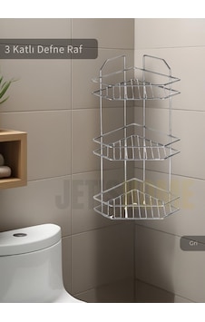 Banyo Rafı Mutfak Rafı Paslanmaz Baharatlık 3 Katlı Köşelik Şampuanlık Krom