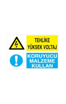 Tehlike Yüksek Voltaj - Koruyucu Malzeme Kullan Uyarı Tabelası - 20x30 Foreks - Di69 Tehlike Yüksek Voltaj - Koruyucu Malzeme Kullan Uyarı Tabelası - 20x30 Foreks - Di69