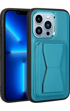 Kilifone - Apple Uyumlu iPhone 13 Pro Max - Kılıf Kart Bölmeli El Tutacaklı Stand Olan Pu Deri Memo Kapak - Mavi Kilifone - Apple Uyumlu iPhone 13 Pro Max - Kılıf Kart Bölmeli El Tutacaklı Stand Olan Pu Deri Memo Kapak - Mavi