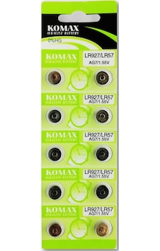 Komax AG7/LR927 Alkalin 1.55 V Düğme Pil 10'lu Komax AG7/LR927 Alkalin 1.55 V Düğme Pil 10'lu