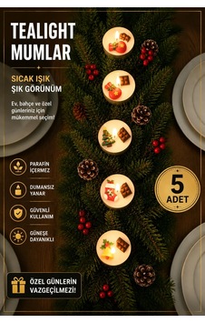 Yılbaşı Tealight Mum Çok Renkli