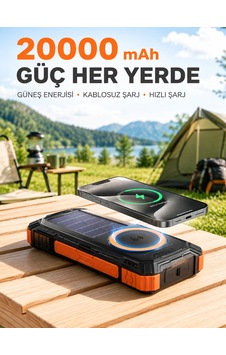 20000 Mah Powerbank Güneş Enerjili Kablosuz Şarj Hızlı Şarj Taşınabilir Batarya 3855796 20000 Mah Powerbank Güneş Enerjili Kablosuz Şarj Hızlı Şarj Taşınabilir Batarya 3855796