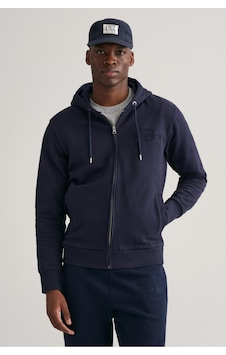 Gant Erkek Fermuarlı Logolu Sweatshirt - Lacivert Black