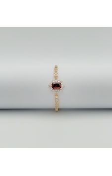 18k Gold Rose Plated Rubeus Baget Bileklik Rose Gold
