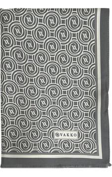 Vakko Twill İpek Şal - Helezon Monogram - Gri Ekru Vakko Twill İpek Şal - Helezon Monogram - Gri Ekru