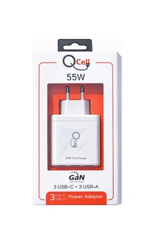 Qcell Super Fast Charger 6 Port 55 Watt Gan Beyaz Adaptör Süper Hızlı Şarj Qcell Super Fast Charger 6 Port 55 Watt Gan Beyaz Adaptör Süper Hızlı Şarj