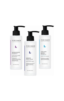 Pure Saach Professional Collagen & Biotin + Silver Şampuan 2 x 200 ML + Saç Kremi 400 ML Pure Saach Professional Collagen & Biotin + Silver Şampuan 2 x 200 ML + Saç Kremi 400 ML