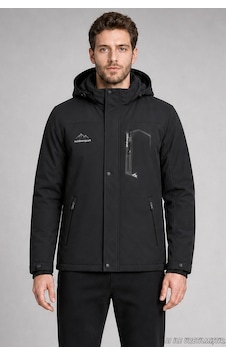 Freemen Erkek Kapüşonlu İçi Kürklü Su Ve Rüzgar Geçirmez Outdoor Softshell Mont-414 Siyah Freemen Erkek Kapüşonlu İçi Kürklü Su Ve Rüzgar Geçirmez Outdoor Softshell Mont-414 Siyah