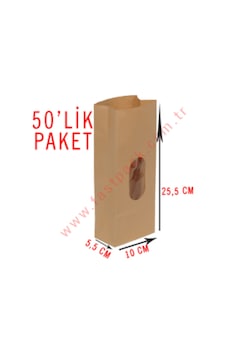 50 Adet 10Cmlik Pencereli Kraft Poşet