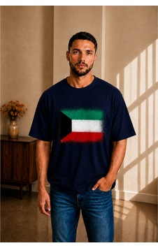 Sngl Tekstil Erkek Oversize Kuveyt Bayrak Baskılı Kısa Kollu Tişört S M L Xl 2xl Lacivert Sngl Tekstil Erkek Oversize Kuveyt Bayrak Baskılı Kısa Kollu Tişört S M L Xl 2xl Lacivert