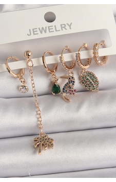 Pirinç Gold Renk Sallantı Zirkon Taşlı Ağaç Figür Kadın Küpe Seti Diğer Pirinç Gold Renk Sallantı Zirkon Taşlı Ağaç Figür Kadın Küpe Seti Diğer