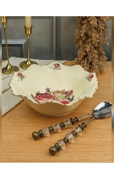 Roykıng Rose 21 Cm Salata Kasesi Krem - Bej Roykıng Rose 21 Cm Salata Kasesi Krem - Bej