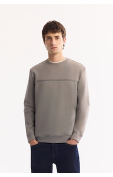 Avva Erkek Gri Bisiklet Yaka Pamuklu Bi-stretch Baskılı Regular Fit Sweatshirt A52y1325
