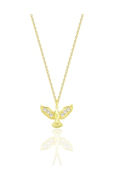 Gümüş Altın Yaldızlı Zirkon Taşlı Anka Kuşu Kolye Barcode Gümüş - Rose Gold Gümüş Altın Yaldızlı Zirkon Taşlı Anka Kuşu Kolye Barcode Gümüş - Rose Gold