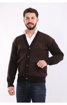 Kzctekstil Erkek Baba Triko Örgü Çift Cepli Akrilik Klasik Fit Düğmeli Hırka Kahverengi Kzctekstil Erkek Baba Triko Örgü Çift Cepli Akrilik Klasik Fit Düğmeli Hırka Kahverengi